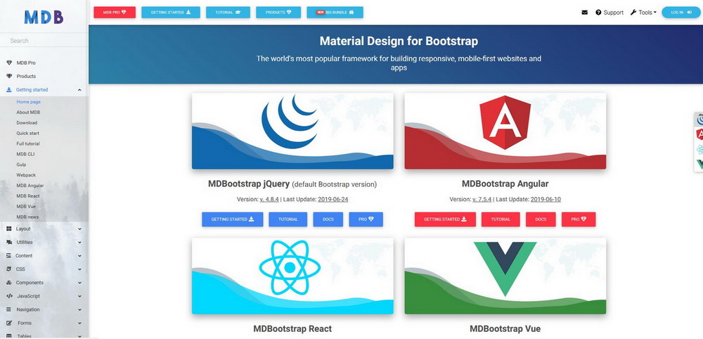 mdbootstrap一套基于Bootstrap响应式扩展框架